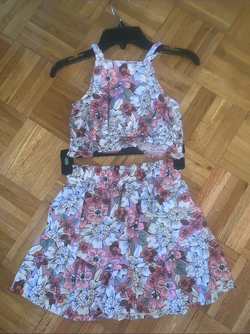 EUC Tank & Skirt Set - High Waist Bottoms Cropped Top - Girls Size 7/8 (Medium)